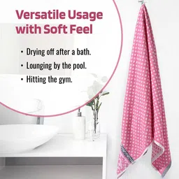 Kuber Industries Pink & Brown 2 Pieces Printed Cotton 150 GSM Bath Towel image 5