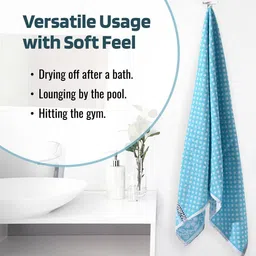 Kuber Industries Blue & White 4 Pieces Printed Cotton 144 GSM Bath Towels image 5