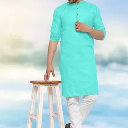 trending rashmi Men Solid Cotton Blend Straight Kurta image 3