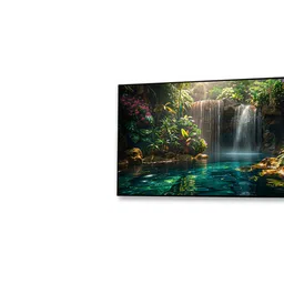 nestroots Black Canvas Framed Woodland Waterfall Serenity Wall Painting(12X24 Inch) image 5