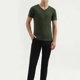 united colors of benetton Men Slim Fit Black Cotton Blend Trousers image 4
