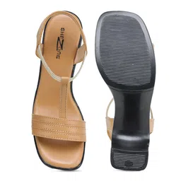 Shezone Women Camel Brown Block Heel Sandals image 2