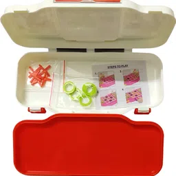 gift collection Plastic Pencil Box For Kids With Tic Tac Toe Game On Top - Orange Game Art Plastic Pencil Box image 2
