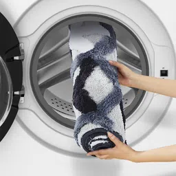 OBSESSIONS Grey & White Printed 2000 GSM Anti Skid Bath Rug image 3