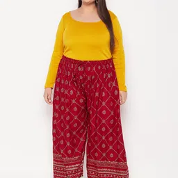 CLORA CREATION PLUS Women Ethnic Motifs Printed Wide Leg Palazzos image 4