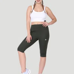 woomfox Solid Women Dark Green Tights image 5