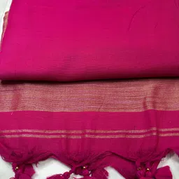 Solid/Plain Handloom Cotton Blend Saree-image-20