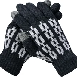 sfab Solid, Self Design, Printed Winter Men Gloves image 3