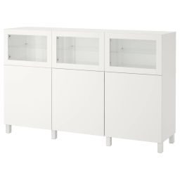ikea bestå Storage combination with doors, white Lappviken/Sindvik white clear glass, 180x42x112 cm-picture-5