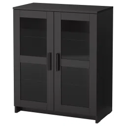 ikea brimnes Cabinet with doors, glass/black, 78x95 cm image 1