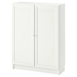 ikea billy / oxberg Bookcase with doors, white, 80x30x106 cm-picture-1