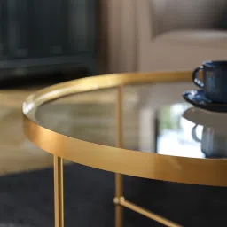 ikea torsjö Coffee table, gold effect/glass, 88 cm image 4