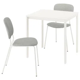 ikea vihals / vihals Table and 2 chairs, white white/white Tibbleby beige-grey, 74x74 cm image 1