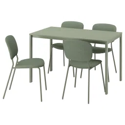 ikea vihals / vihals Table and 4 chairs, green green/green Tibbleby grey-green, 125x74 cm image 1