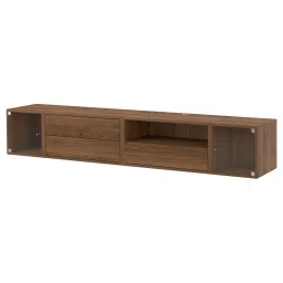 ikea eket Media storage combination, brown walnut effect/clear glass, 210x35x35 cm image 1