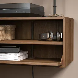 ikea eket Media storage combination, brown walnut effect/clear glass, 210x35x35 cm image 3