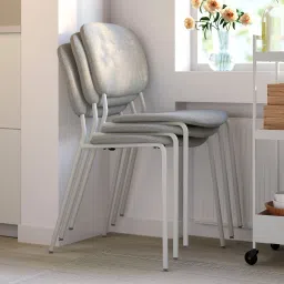 ikea vihals / vihals Table and 4 chairs, white white/white Tibbleby beige-grey, 107 cm image 4