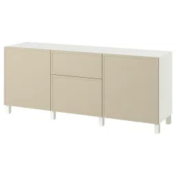 ikea bestå Storage combination with drawers, Krukmakare beige/Stubbarp white, 180x42x74 cm image 1