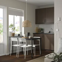 ikea sandsberg Table and 4 chairs, black black/white, 110x67 cm image 2