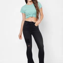 Pepe Jeans Women Black Flared High-Rise Mildly Distressed Jeans image 3