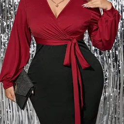 LULU & SKY Plus Size V-Neck Sheath Dress image 5