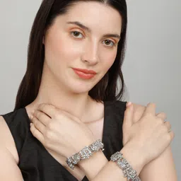 Anouk Set Of 2 Silver-Plated Stone Studded Bangles image 5