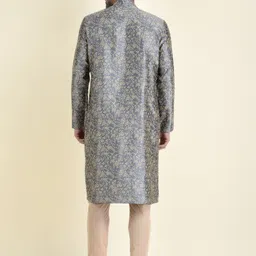 TABARD Men Grey Ethnic Motifs Printed Angrakha Pure Cotton Kurta with Churidar image 4