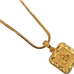 rv enterprises Hexa OM Chain Pendant Set with 1 Gram Polish, 24-Inch Chain Gold-plated Brass Locket Set-picture-25