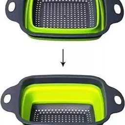 crazygol Silicon BPA Free Food Basket Folding Fruit & Vegetable Basket Square Collapsible Strainer image 2