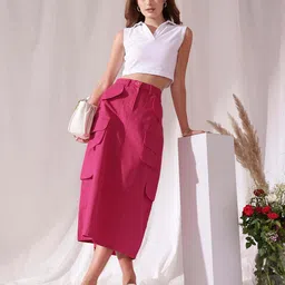 street9 Women Solid Divided Pink Skirt-picture-24