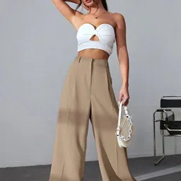 Next One Women Smart High-Rise Stretchable Wide Leg Baggy Fit Parallel Trouser image 5