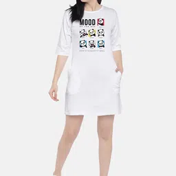 STATUS MANTRA Typography Printed Pure Cotton T-shirt Dress image 5