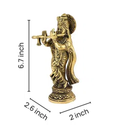 Imli Street Gold Toned Textured Krishna Idol Figurine Showpiece image 2