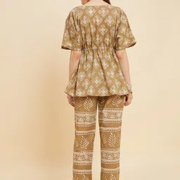 Sweet Dreams Brown & White Ethnic Motifs Printed Pure Cotton Night suit image 5