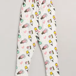 Lazy Shark Girls Yellow & White Printed Night suit image 2