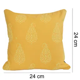Aura Yellow 2Pcs Ethnic Motifs Cotton Square Cushion Covers image 5