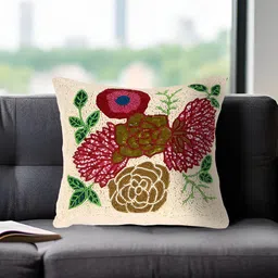 PURINA'S White & Red Ethnic Motifs Square Cushion Cover image 2