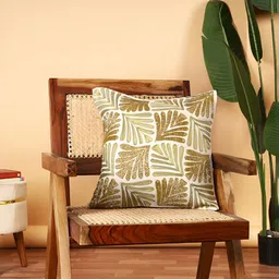 YWULY Brown & White Ethnic Motifs Embellished Square Cushion Cover image 3