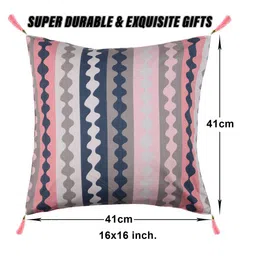 Kuber Industries White & Pink 5 Pieces Geometric Square Cotton Cushion Covers image 5