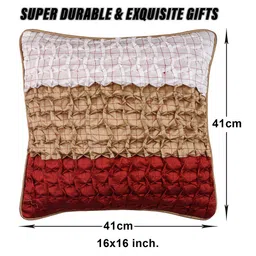 Kuber Industries White & Red 5 Pieces Striped Square Cotton Cushion Covers image 2