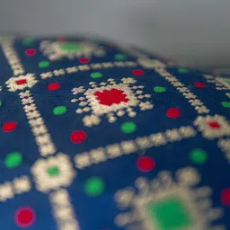 RoyalDeco Blue & Red Geometric Bandhani Brocade Square Cushion Cover image 5