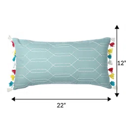 ZEBA Green & White Embroidered Rectangle Cushion Cover image 5