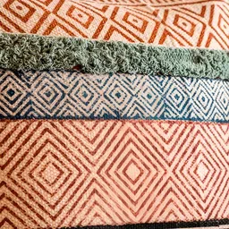 ABSTRACT INDIA Beige Brown Geometric Hand Block Printed Cotton Square Cushion Cover image 5