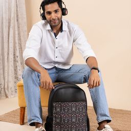 ZOUK Printed Vegan Leather 16 Inch Laptop Backpack with Compression Straps-picture-20