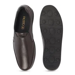 FAUSTO Men Textured Formal Genuine Leather Slip-On Shoes image 4