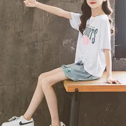 INCLUD Girls Graphic Printed T-shirt With Shorts image 5