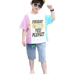 StyleCast x Revolte Boys Blue Round Neck Printed T-shirt with Shorts image 3