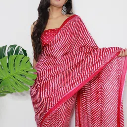 Saree mall Leheriya Printed Pure Cotton Leheriya Ready to Wear Saree image 5