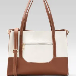 mast & harbour Women White, Tan Tote-picture-15