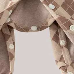 StyleCast Infants Boys Khaki Checked Cotton Rompers image 5